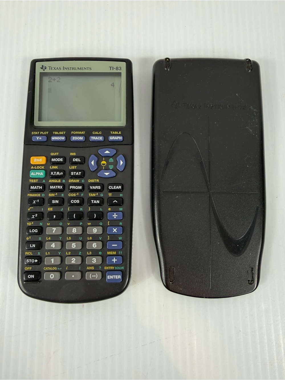 Texas Instruments TI-83 Graphing Calculator Black w/ Cover Vtg 1996 Tested Works